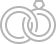 Symbole de deux anneaux texturés entrelacés, en métal gris, avec attache supérieure, évoquant l'unité ou un lien fort.